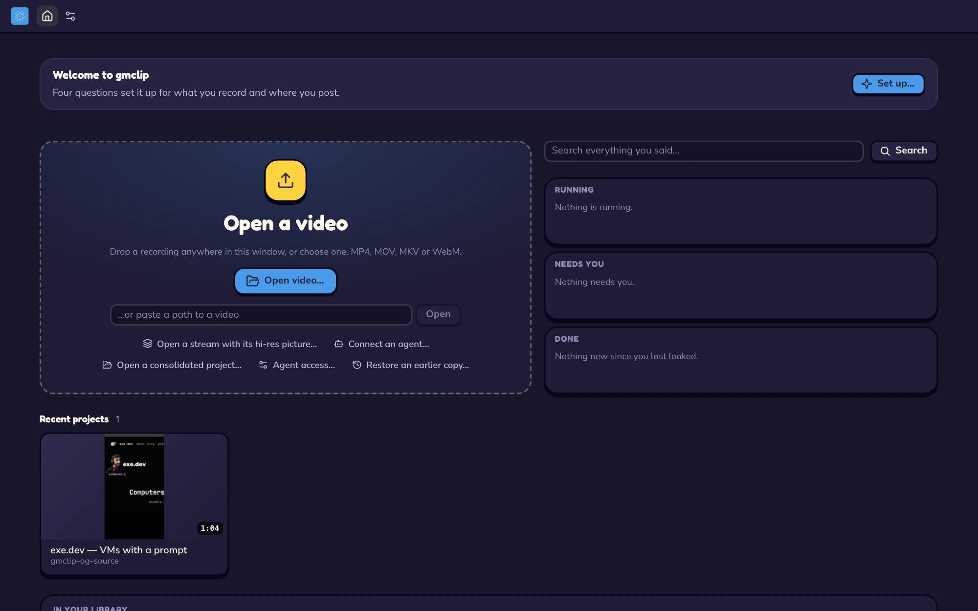 Home in the dark theme